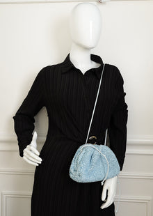 Bottega Veneta Light Blue Curly Raffia Mini Pouch Bag