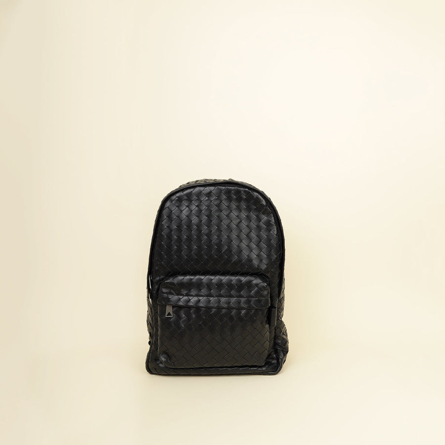 Bottega Veneta Black Intrecciato Backpack Bag