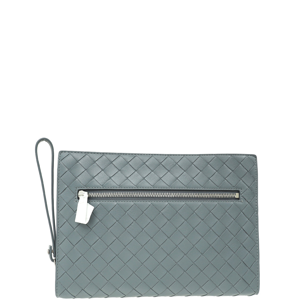 Bottega Veneta Grey Intrecciato Nappa Half Zip Pouch