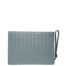 Bottega Veneta Grey Intrecciato Nappa Half Zip Pouch
