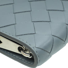 Bottega Veneta Grey Intrecciato Nappa Half Zip Pouch