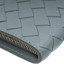 Bottega Veneta Grey Intrecciato Nappa Half Zip Pouch