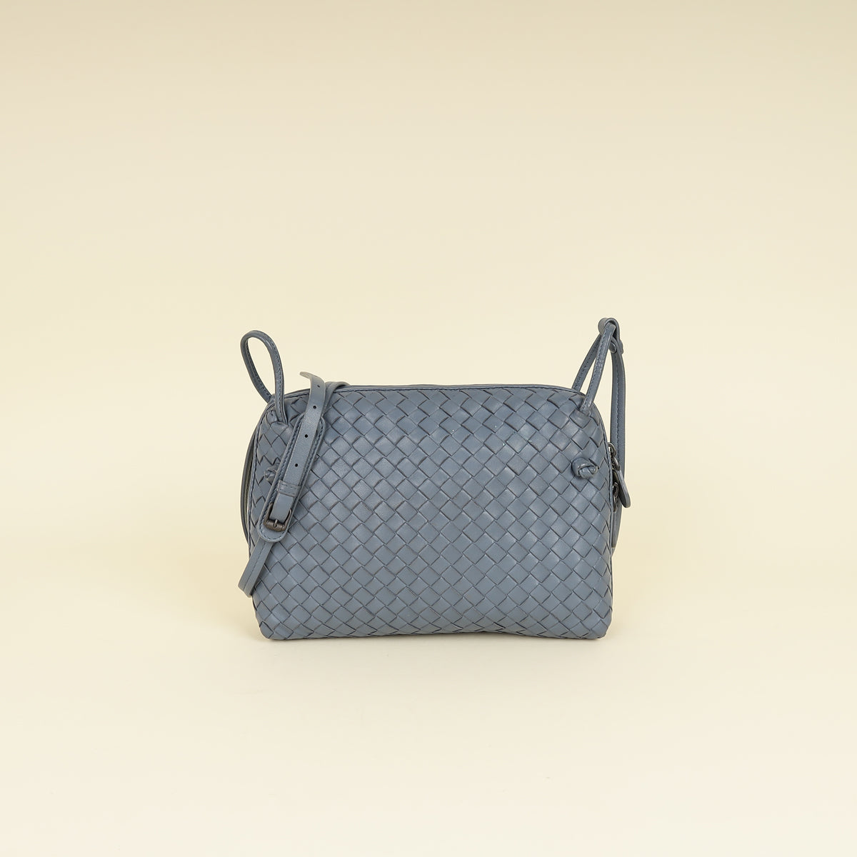 Bottega Veneta Bluish Grey Intrecciato Nappa Nodini Crossbody Bag