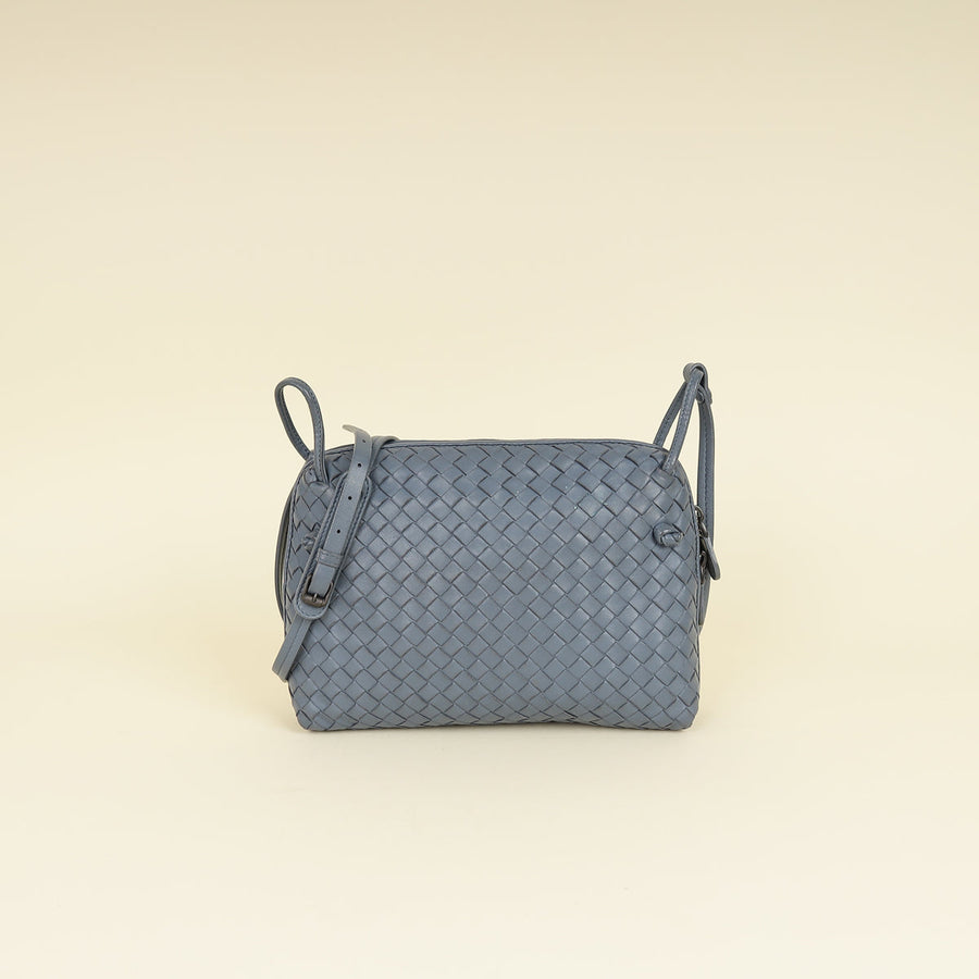 Bottega Veneta Bluish Grey Intrecciato Nappa Nodini Crossbody Bag