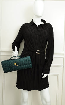 Bottega Veneta Metallic Emerald Intrecciato Andiamo Clutch