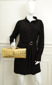 Bottega Veneta Metallic Gold Intrecciato Andiamo Clutch