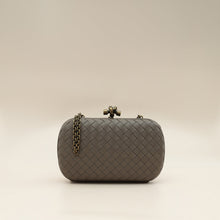 Bottega Veneta Greige Knot Intrecciato Chain Clutch Bag
