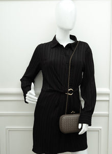 Bottega Veneta Greige Knot Intrecciato Chain Clutch Bag