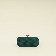 Bottega Veneta Emerald Green Intrecciato Satin Ayers Stretch Knot Clutch