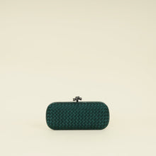 Bottega Veneta Emerald Green Intrecciato Satin Ayers Stretch Knot Clutch