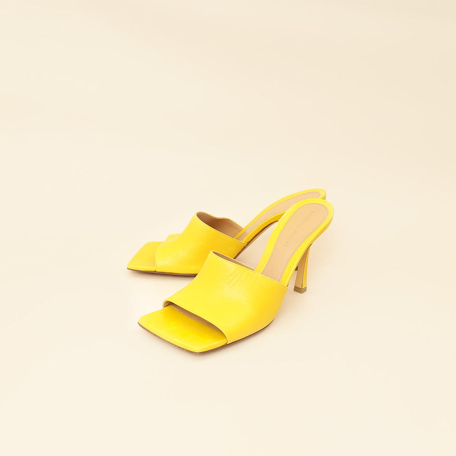 Bottega Veneta Yellow Stretch Heeled Mule 38.5