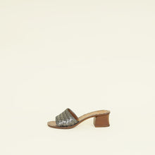 Bottega Veneta Metallic Dark Grey Ravello Heeled Sandal 35