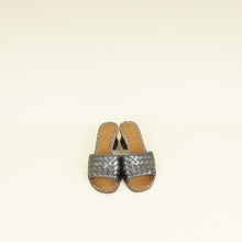 Bottega Veneta Metallic Dark Grey Ravello Heeled Sandal 35