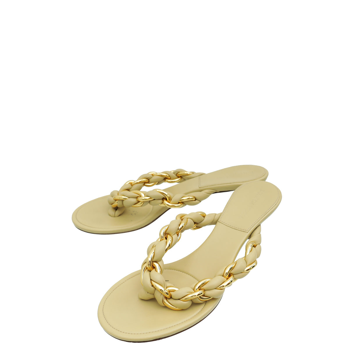 Bottega Veneta Beige Braided Chain Thong Sandal 40