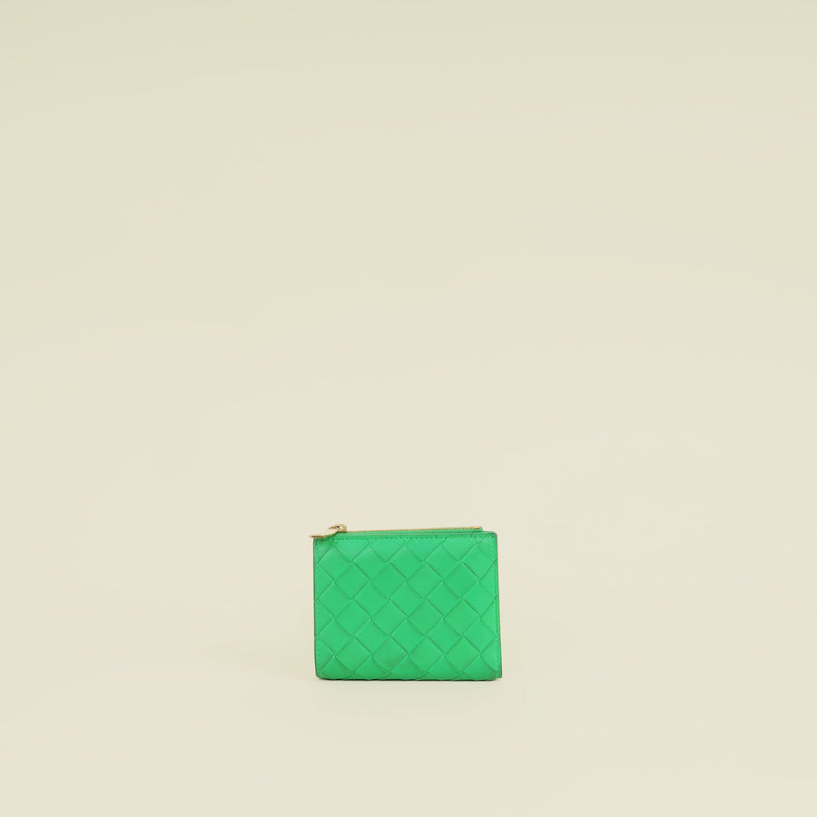 Bottega Veneta Parakeet Intrecciato Small Bi-Fold Wallet