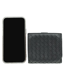 Bottega Veneta Black Intrecciato Medium French Wallet