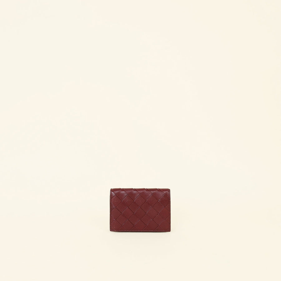 Bottega Veneta Burgundy Intrecciato Business Card Case