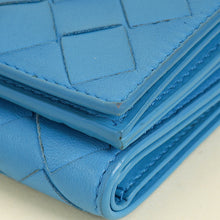 Bottega Veneta Blue Porridge Small Tri-Fold Zip Wallet