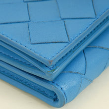 Bottega Veneta Blue Porridge Small Tri-Fold Zip Wallet