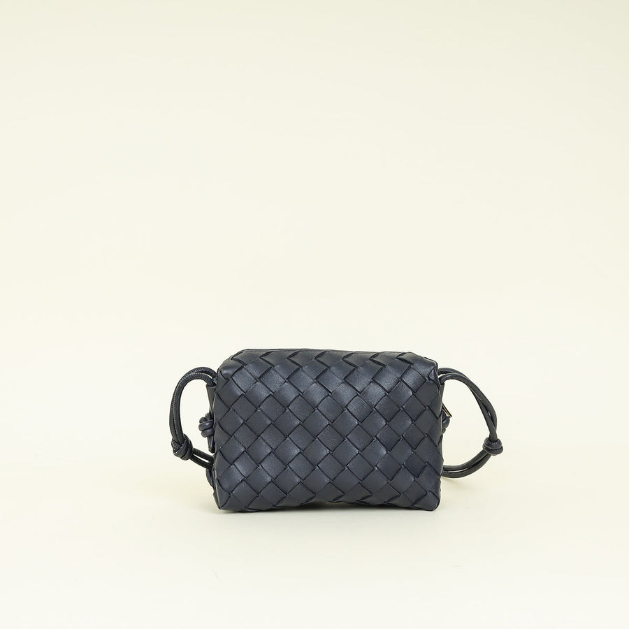 Bottega Veneta Dark Navy Blue Mini Loop Camera Bag