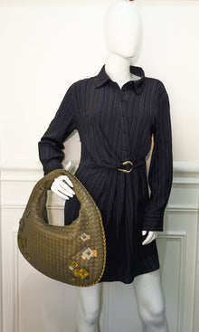 Bottega Veneta Grayish Olive Intrecciato Patches Classic Hobo Bag