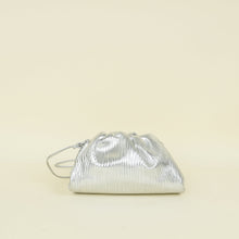 Bottega Veneta Metallic Silver Bark Embossed The Mini Pouch