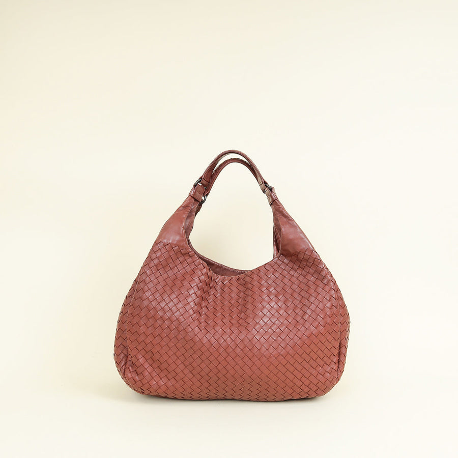 Bottega Veneta Red Brown Intrecciato Hobo Large Campana Bag