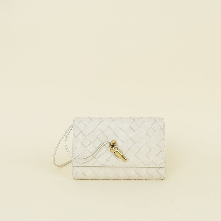 Bottega Veneta Chalk Andiamo Pouch on Strap