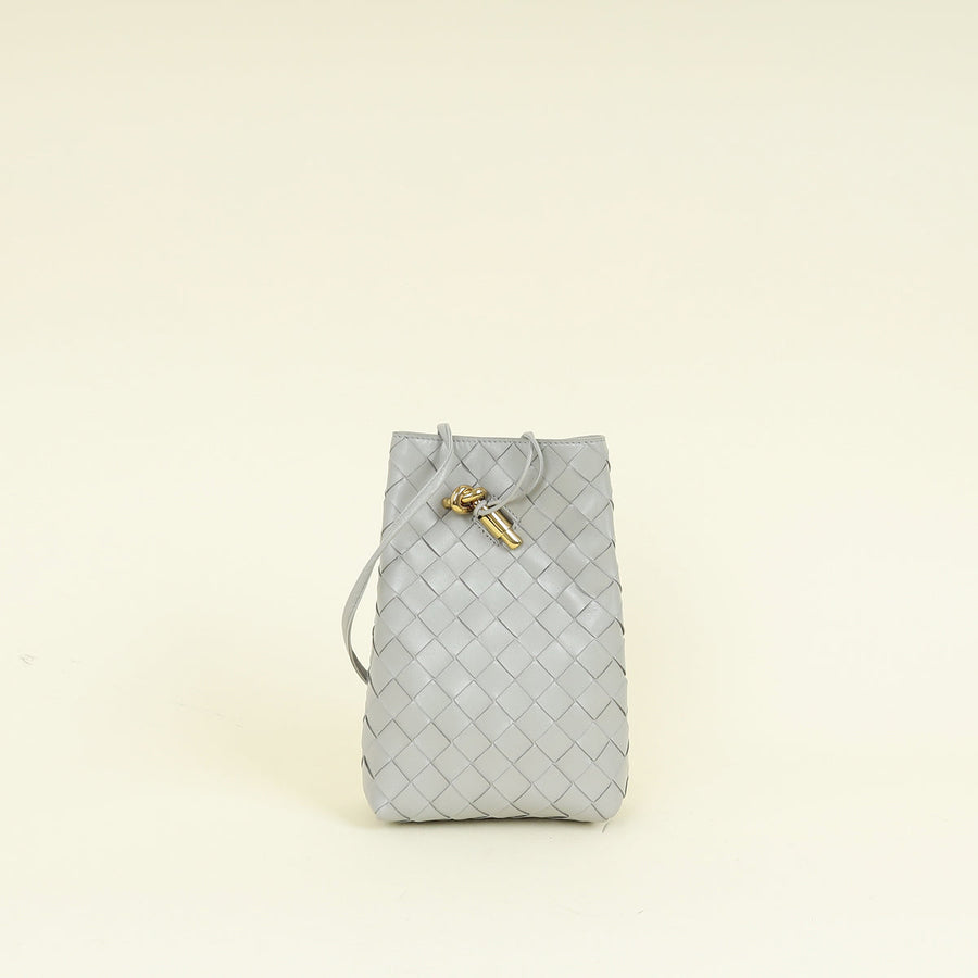 Bottega Veneta Sterling Intrecciato Andiamo Phone Pouch