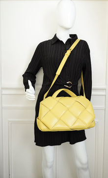 Bottega Veneta Yellow Maxi Intrecciato Padded Top Handle Bag
