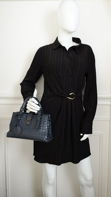 Bottega Veneta Blue Intrecciato Roma Mini Tote Bag