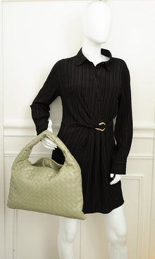 Bottega Veneta Travertine Intrecciato Hop Hobo Bag