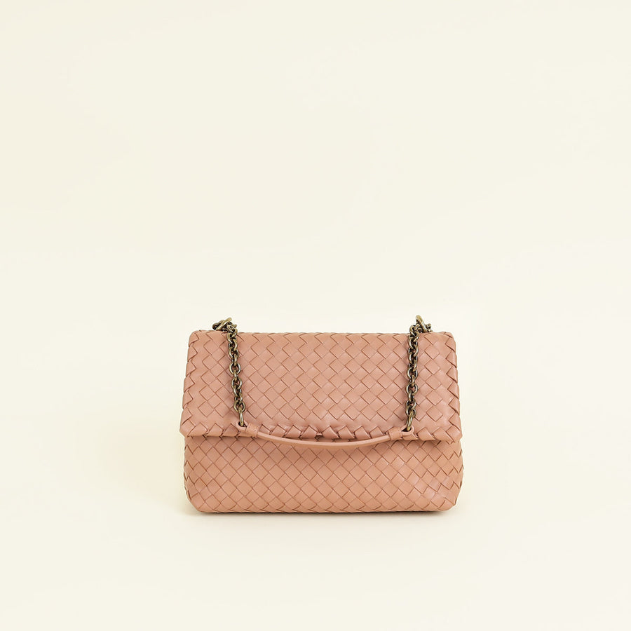 Bottega Veneta Brown Peach Intrecciato Olimpia Shoulder Bag