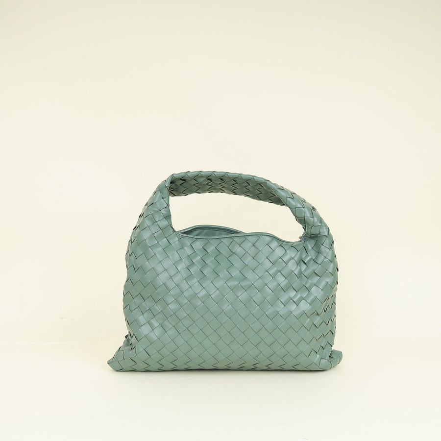 Bottega Veneta Aloe Green Intrecciato Hop Hobo Bag