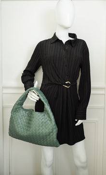 Bottega Veneta Aloe Green Intrecciato Hop Hobo Bag