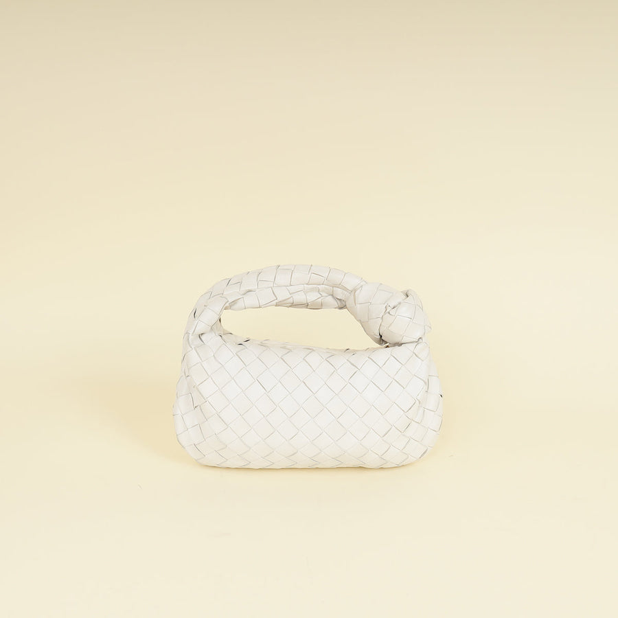 Bottega Veneta White Intrecciato Nappa Jodie Mini Bag
