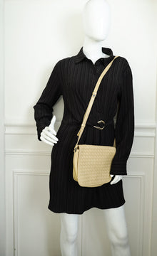 Bottega Veneta Beige Intrecciato Flap Crossbody Bag