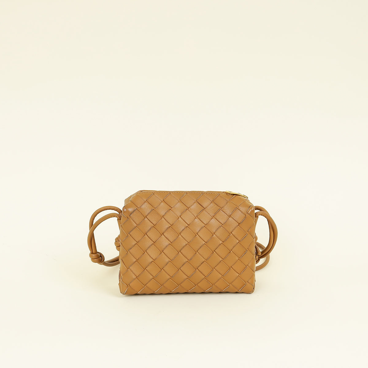 Bottega Veneta Camel Intrecciato Mini Loop Camera Bag