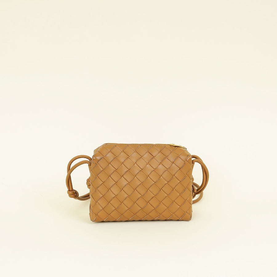 Bottega Veneta Camel Intrecciato Mini Loop Camera Bag