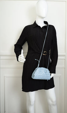Bottega Veneta Light Blue Intrecciato Leather Mini Pouch Bag