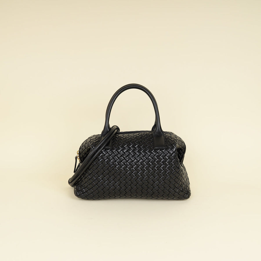 Bottega Veneta Black Padded Intrecciato Bauletto Bag