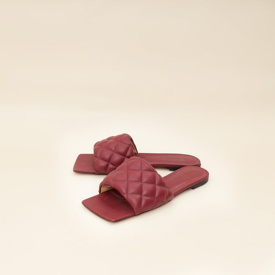Bottega Veneta Burgundy Padded Slide Sandals 38.5
