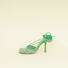 Bottega Veneta Parakeet Sparkle Stretch Lace-Up Sandal 38