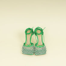 Bottega Veneta Parakeet Sparkle Stretch Lace-Up Sandal 38