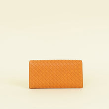 Bottega Veneta Orange Intrecciato Leather Flap Continental Wallet