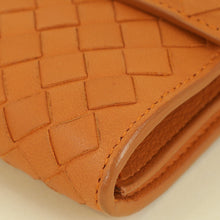 Bottega Veneta Orange Intrecciato Leather Flap Continental Wallet