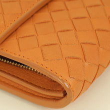 Bottega Veneta Orange Intrecciato Leather Flap Continental Wallet
