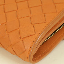 Bottega Veneta Orange Intrecciato Leather Flap Continental Wallet
