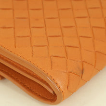 Bottega Veneta Orange Intrecciato Leather Flap Continental Wallet