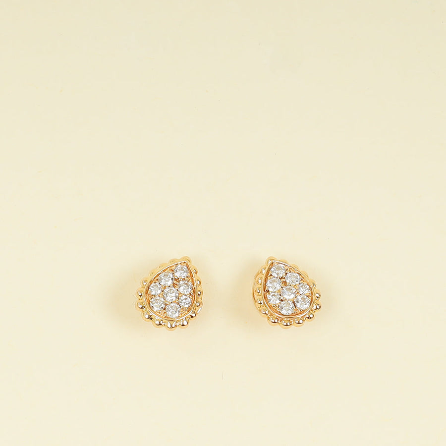 Boucheron 18K Rose Gold Diamond Serpent Bohème XS Motif Stud Earrings
